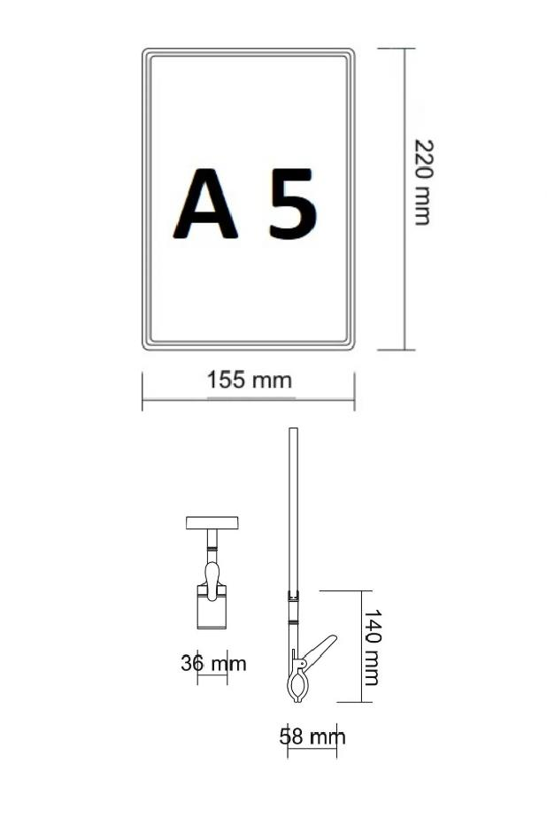 10 Adet Beyaz A5 Mandallı Fiyat Etiketi - Sepet, Stand, Teşhir, Askılık, Çerçeveli Fiyat Etiketi