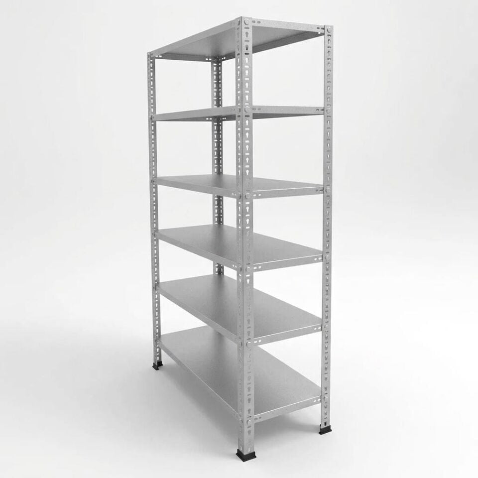 6 Katlı Galvaniz Çelik Raf - Depo, Arşiv, Kiler, Dosya, Market Rafı