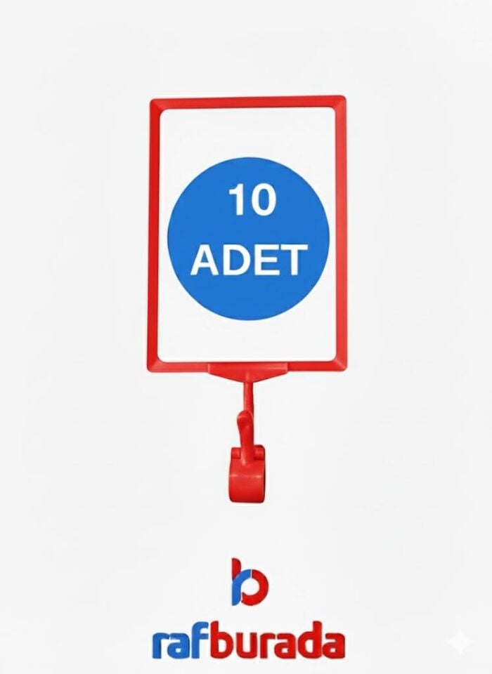 10 Adet Kırmızı A4 Mandallı Fiyat Etiketi - Sepet, Stand, Teşhir, Askılık, Çerçeveli Fiyat Etiketi
