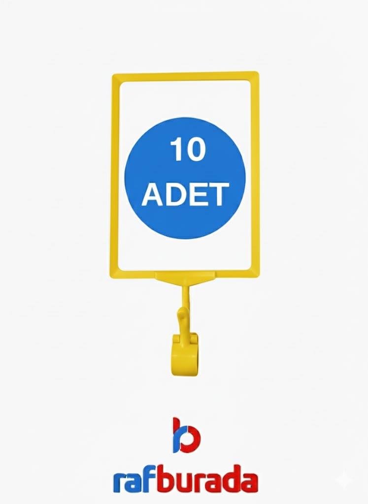 10 Adet Sarı A4 Mandallı Fiyat Etiketi - Sepet, Stand, Teşhir, Askılık, Çerçeveli Fiyat Etiketi