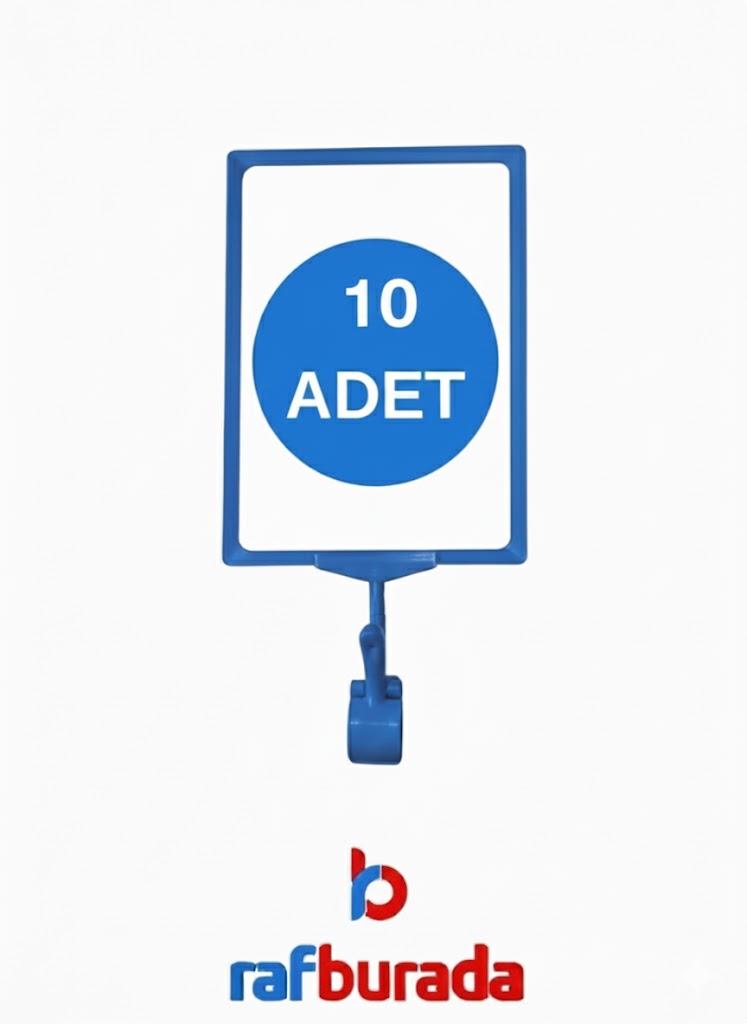 10 Adet Mavi A4 Mandallı Fiyat Etiketi - Sepet, Stand, Teşhir, Askılık, Çerçeveli Fiyat Etiketi