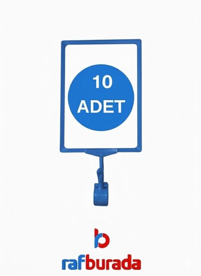 10 Adet Mavi A4 Mandallı Fiyat Etiketi - Sepet, Stand, Teşhir, Askılık, Çerçeveli Fiyat Etiketi