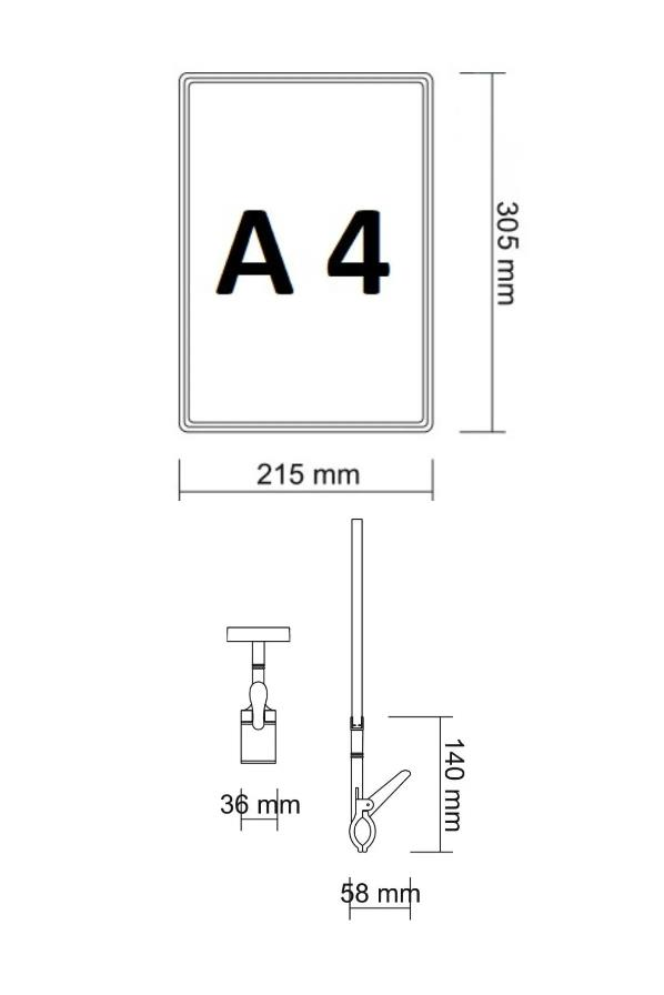 10 Adet Beyaz A4 Mandallı Fiyat Etiketi - Sepet, Stand, Teşhir, Askılık, Çerçeveli Fiyat Etiketi