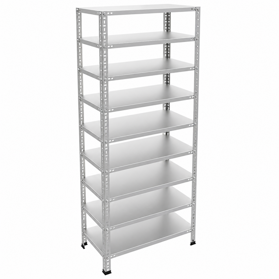 9 Katlı Galvaniz Çelik Raf - Depo, Arşiv, Kiler, Dosya, Market, Bakkal Rafı