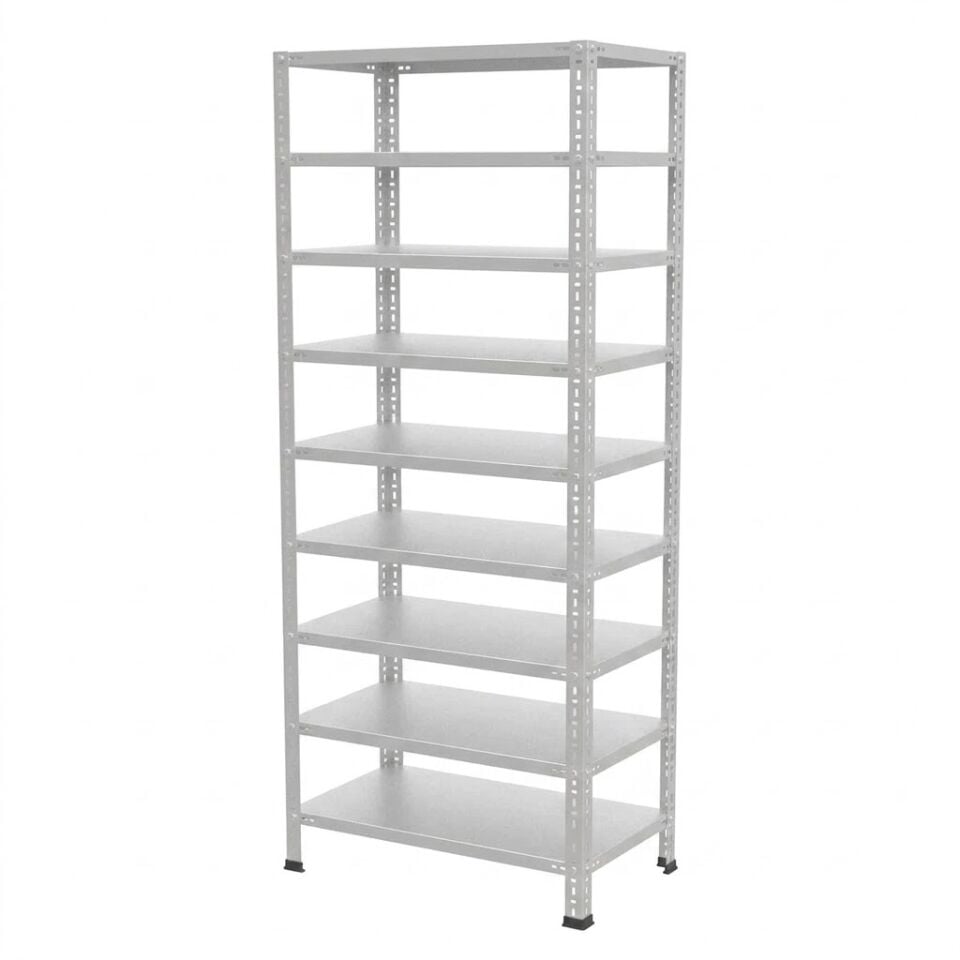 9 Katlı Galvaniz Çelik Raf - Depo, Arşiv, Kiler, Dosya, Market, Bakkal Rafı