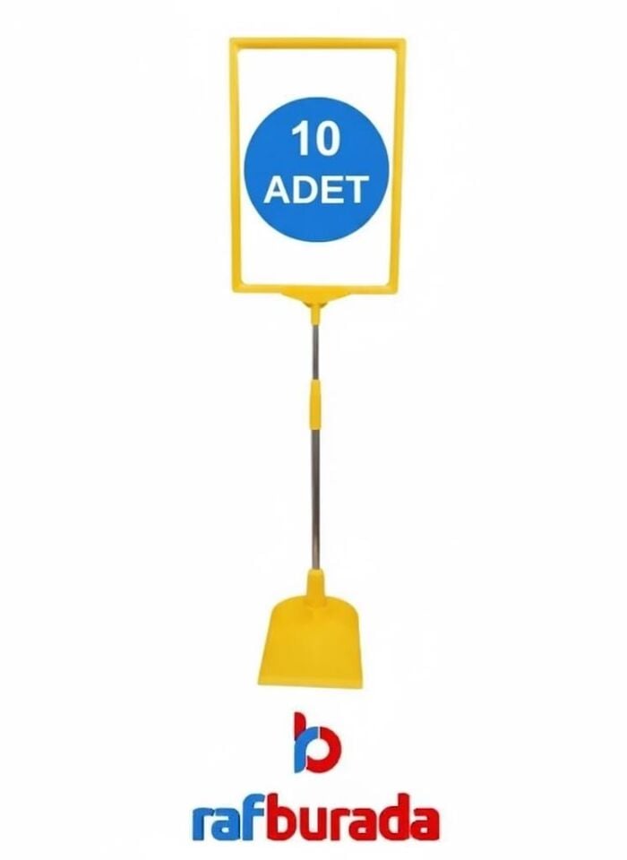 10 Adet Sarı A4 Ördek Ayaklı Fiyat Etiketi - Sepet, Stand, Teşhir, Askılık, Çerçeveli Fiyat Etiketi