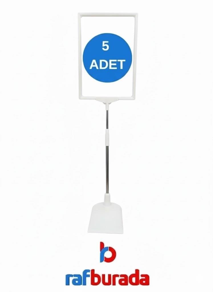 5 Adet Beyaz A5 Ördek Ayaklı Fiyat Etiketi - Sepet, Stand, Teşhir, Askılık, Çerçeveli Fiyat Etiketi