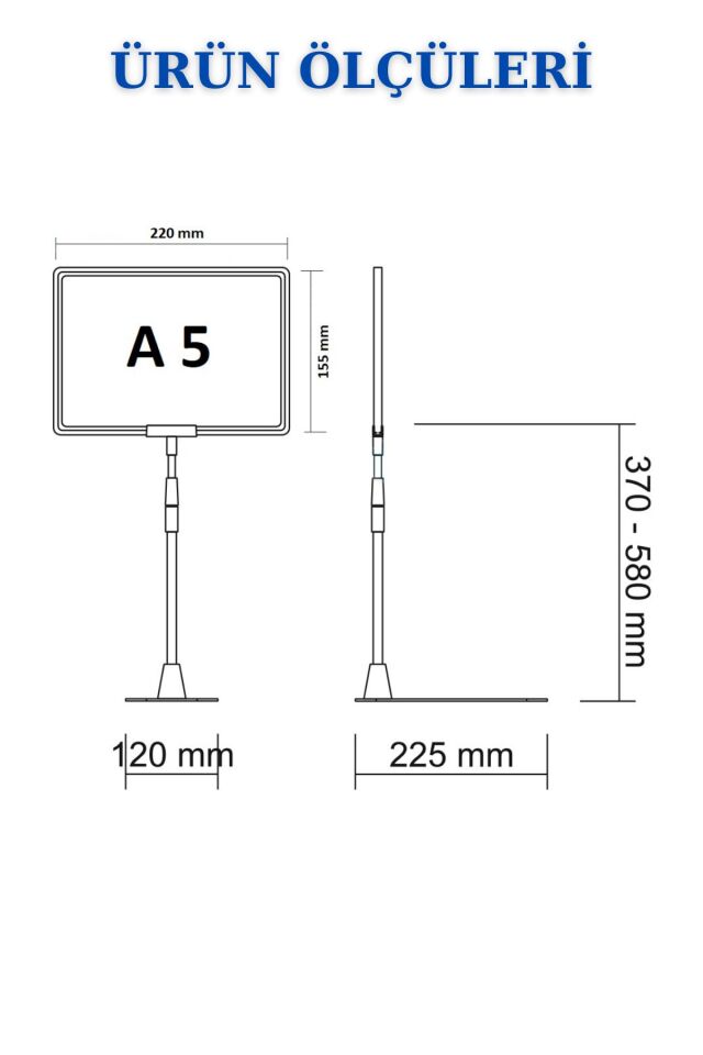 5 Adet Sarı A5 Ördek Ayaklı Fiyat Etiketi - Sepet, Stand, Teşhir, Askılık, Çerçeveli Fiyat Etiketi