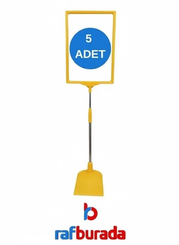 5 Adet Sarı A5 Ördek Ayaklı Fiyat Etiketi - Sepet, Stand, Teşhir, Askılık, Çerçeveli Fiyat Etiketi