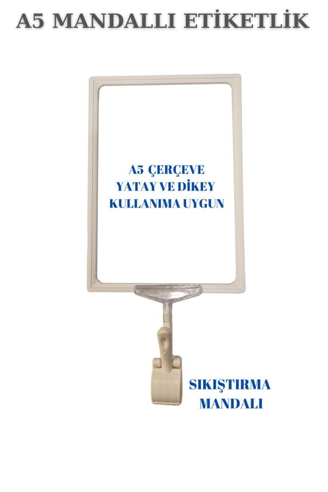 5 Adet Kırmızı A5 Mandallı Fiyat Etiketi - Sepet, Stand, Teşhir, Askılık, Çerçeveli Fiyat Etiketi