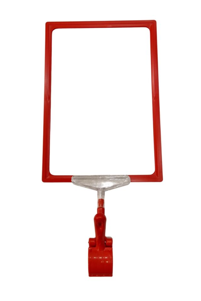 5 Adet Kırmızı A4 Mandallı Fiyat Etiketi - Sepet, Stand, Teşhir, Askılık, Çerçeveli Fiyat Etiketi