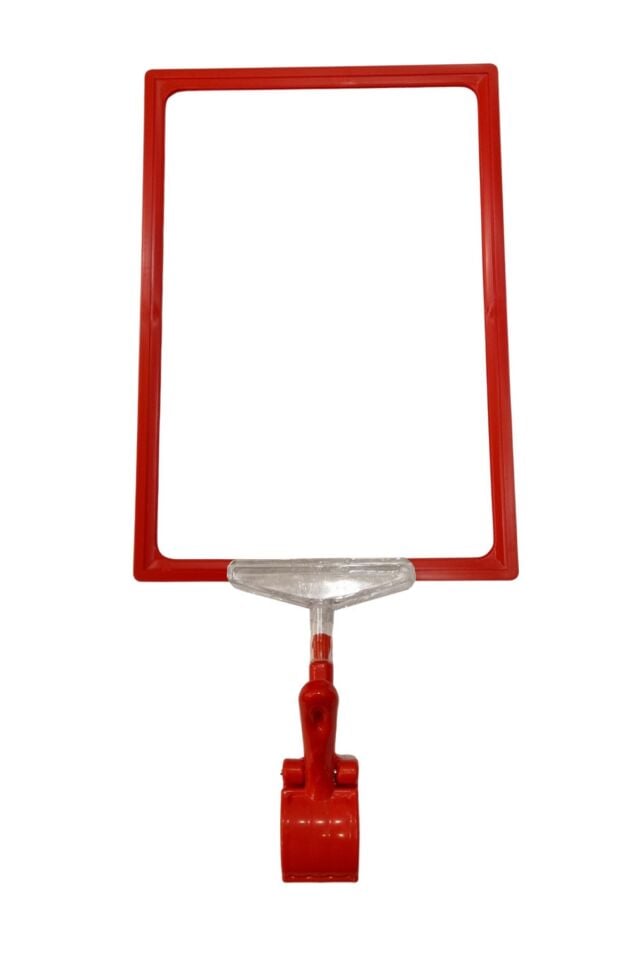 5 Adet Kırmızı A4 Mandallı Fiyat Etiketi - Sepet, Stand, Teşhir, Askılık, Çerçeveli Fiyat Etiketi