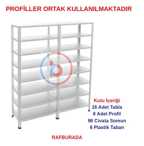 8 Katlı Duble Galvaniz Çelik Raf - Depo, Arşiv, Kiler, Dosya, Market Rafı