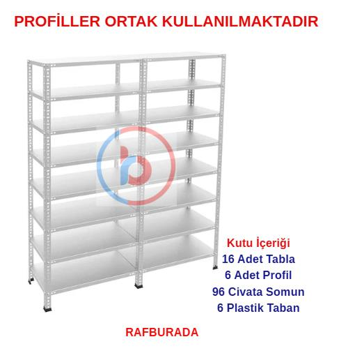 8 Katlı Duble Galvaniz Çelik Raf - Depo, Arşiv, Kiler, Dosya, Market Rafı