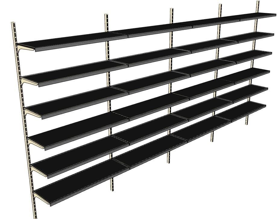 6 Katlı 4'lü Duvara Monte - Standart Market Rafı