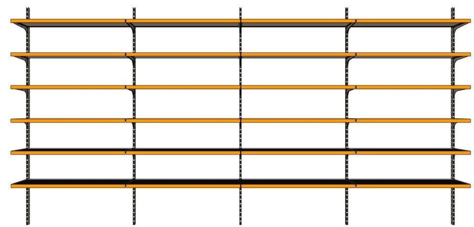 6 Katlı 4'lü Duvara Monte - Standart Market Rafı