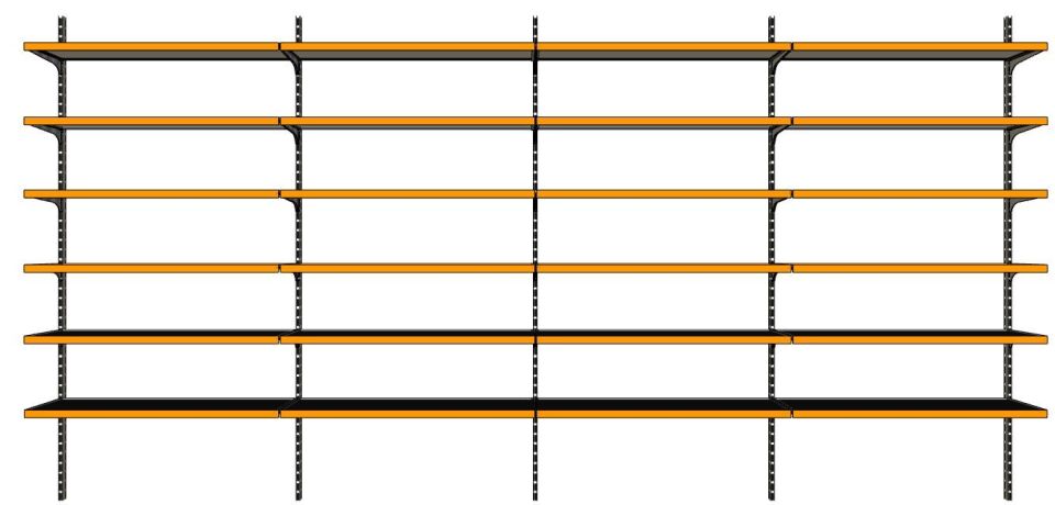 6 Katlı 4'lü Duvara Monte - Standart Market Rafı