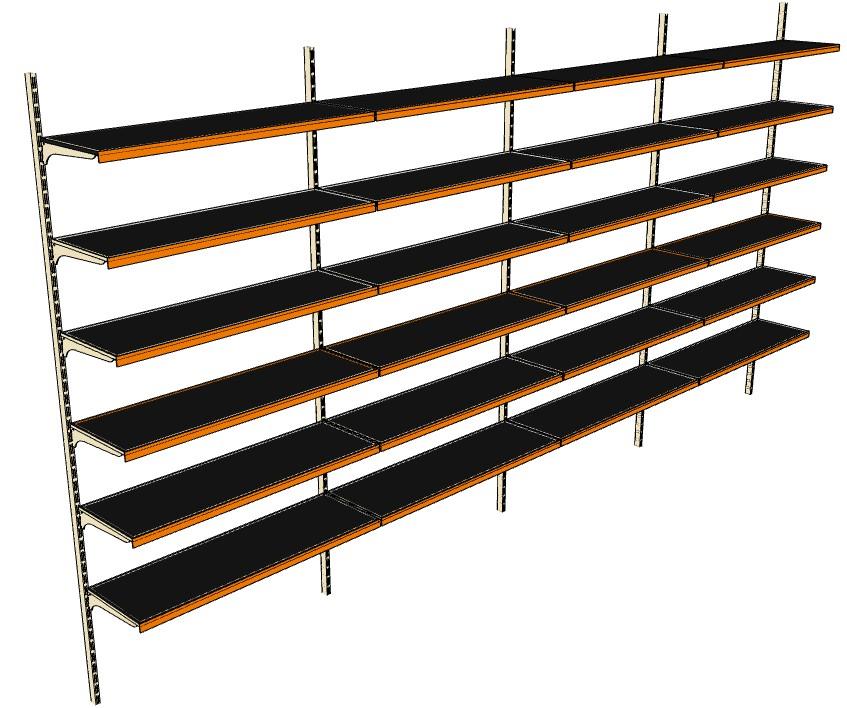 6 Katlı 4'lü Duvara Monte - Standart Market Rafı