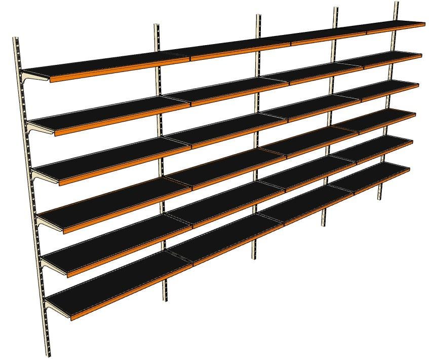 6 Katlı 4'lü Duvara Monte - Standart Market Rafı