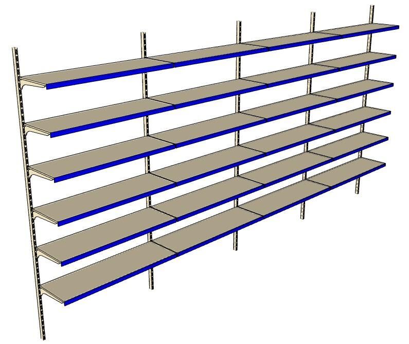 6 Katlı 4'lü Duvara Monte - Standart Market Rafı