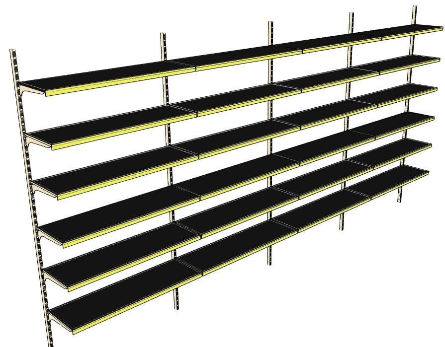 6 Katlı 4'lü Duvara Monte - Standart Market Rafı