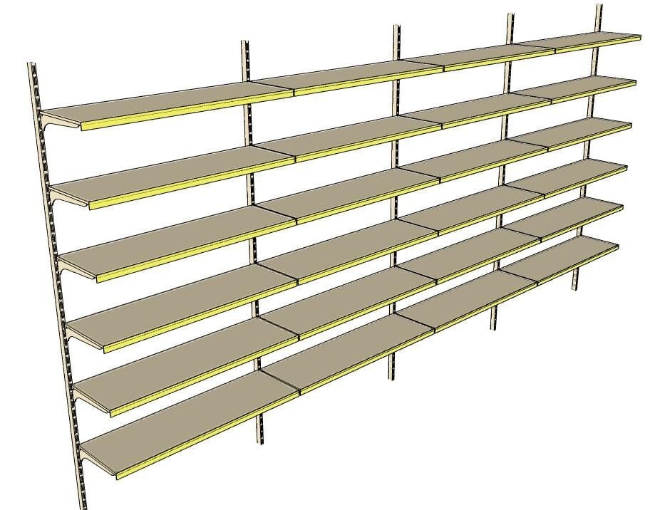 6 Katlı 4'lü Duvara Monte - Standart Market Rafı