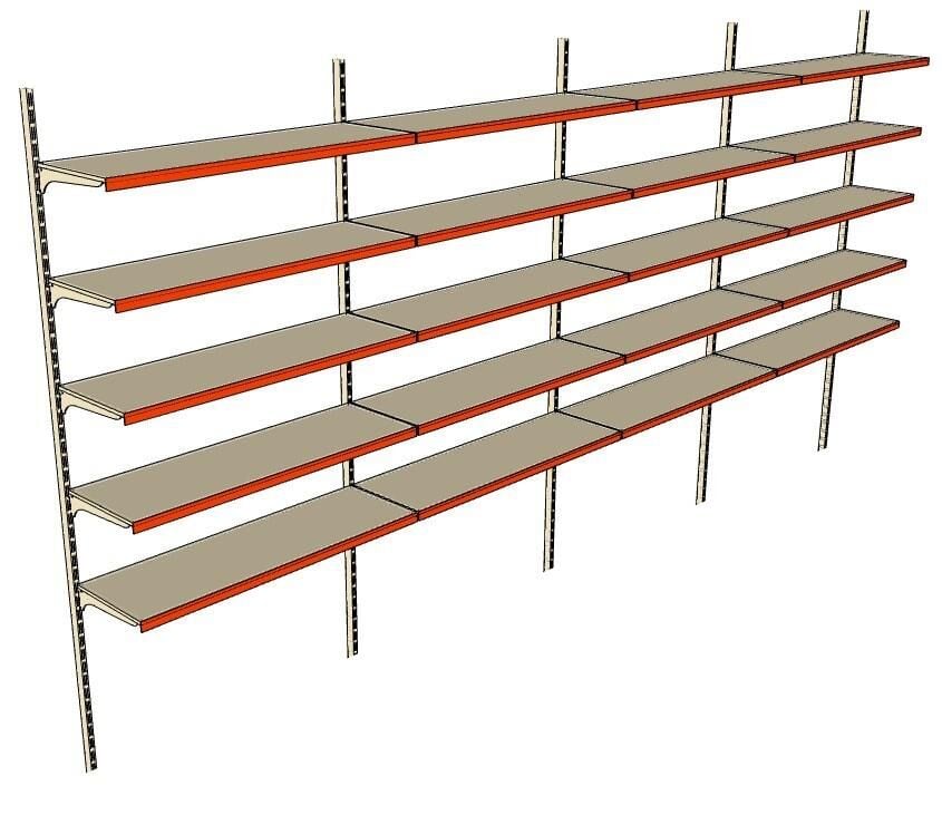 6 Katlı 4'lü Duvara Monte - Standart Market Rafı