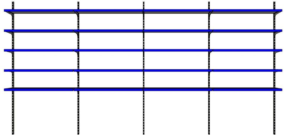 6 Katlı 4'lü Duvara Monte - Standart Market Rafı