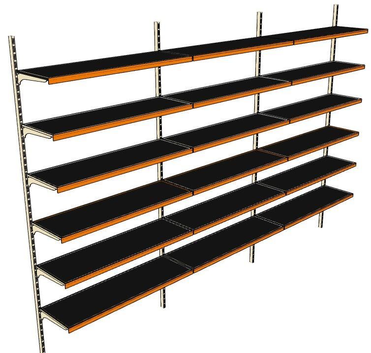 6 Katlı 3'lü Duvara Monte - Standart Market Rafı