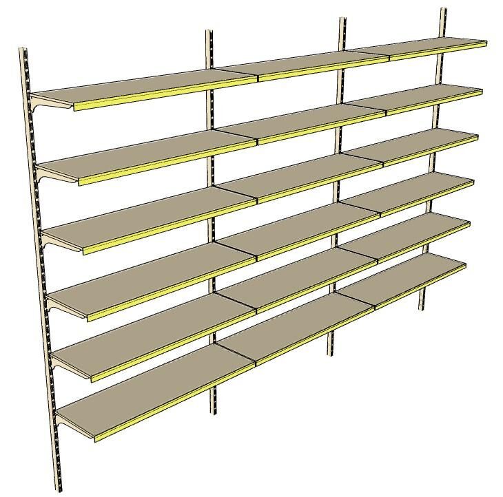 6 Katlı 3'lü Duvara Monte - Standart Market Rafı