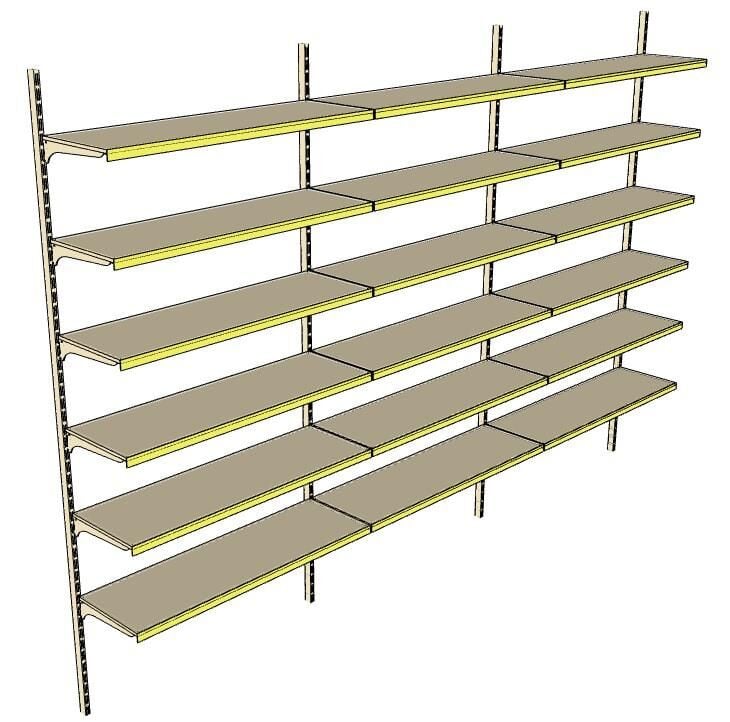 6 Katlı 3'lü Duvara Monte - Standart Market Rafı