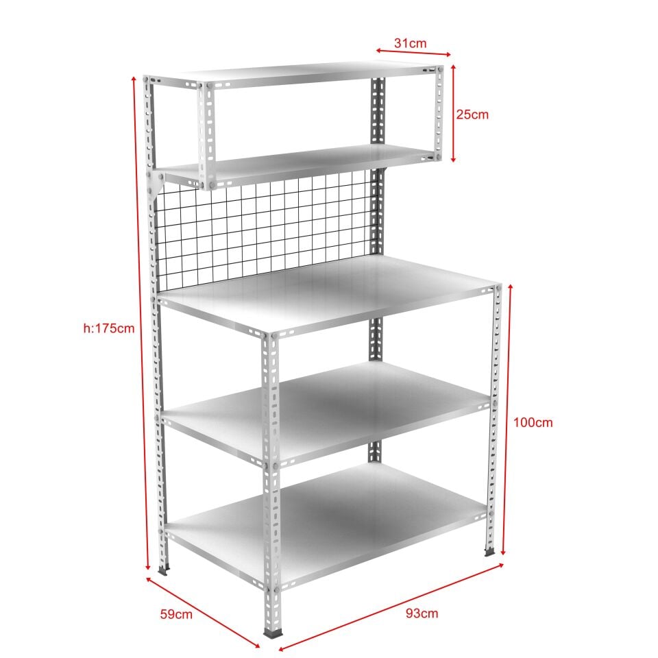 3 Katlı Paketleme Masası 59x93 cm - 2 Raflı Tel Kafesli , Atölye, Depo, Hobi Çalışma Masası
