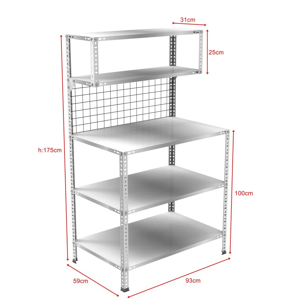 3 Katlı Paketleme Masası 59x93 cm - 2 Raflı Tel Kafesli , Atölye, Depo, Hobi Çalışma Masası