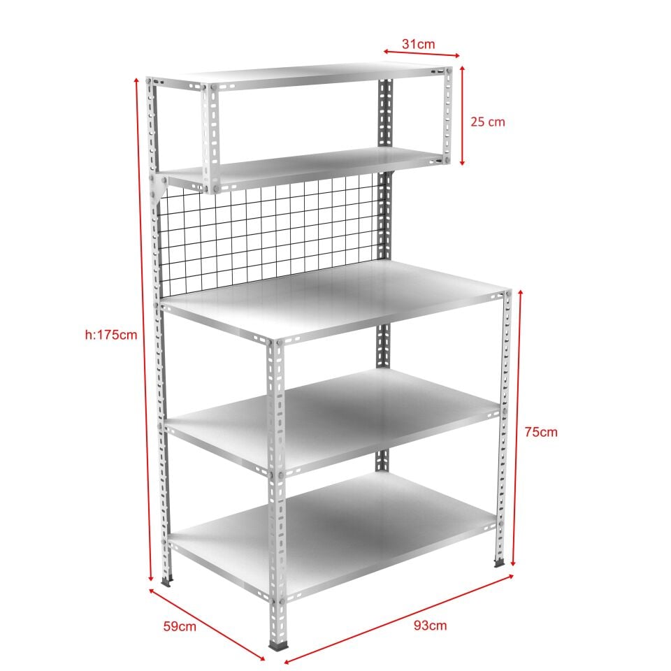 3 Katlı Paketleme Masası 59x93 cm - 2 Raflı Tel Kafesli , Atölye, Depo, Hobi Çalışma Masası