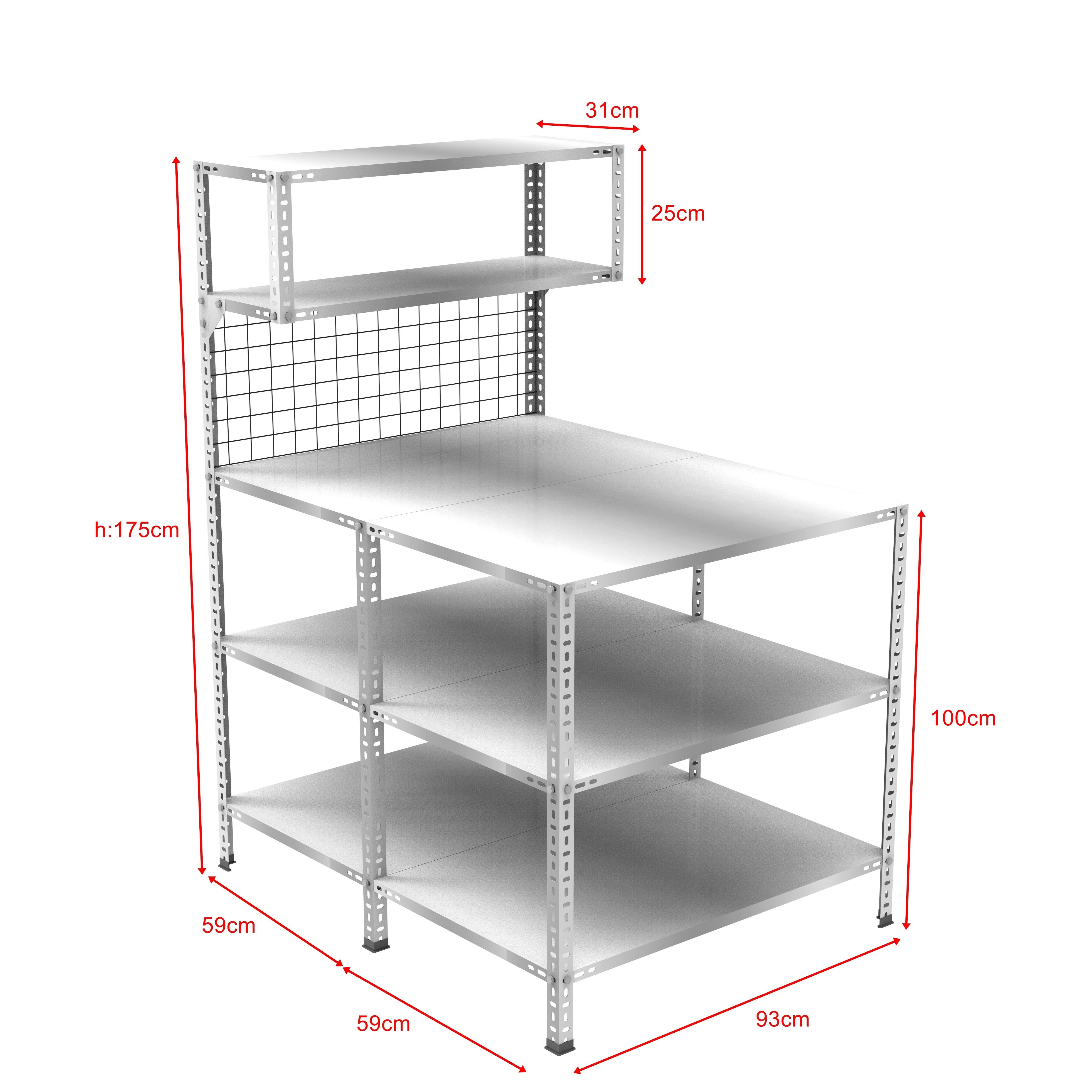 3 Katlı Duble Paketleme Masası 118x93 cm - 2 Raflı Tel Kafesli , Atölye, Depo, Hobi Çalışma Masası