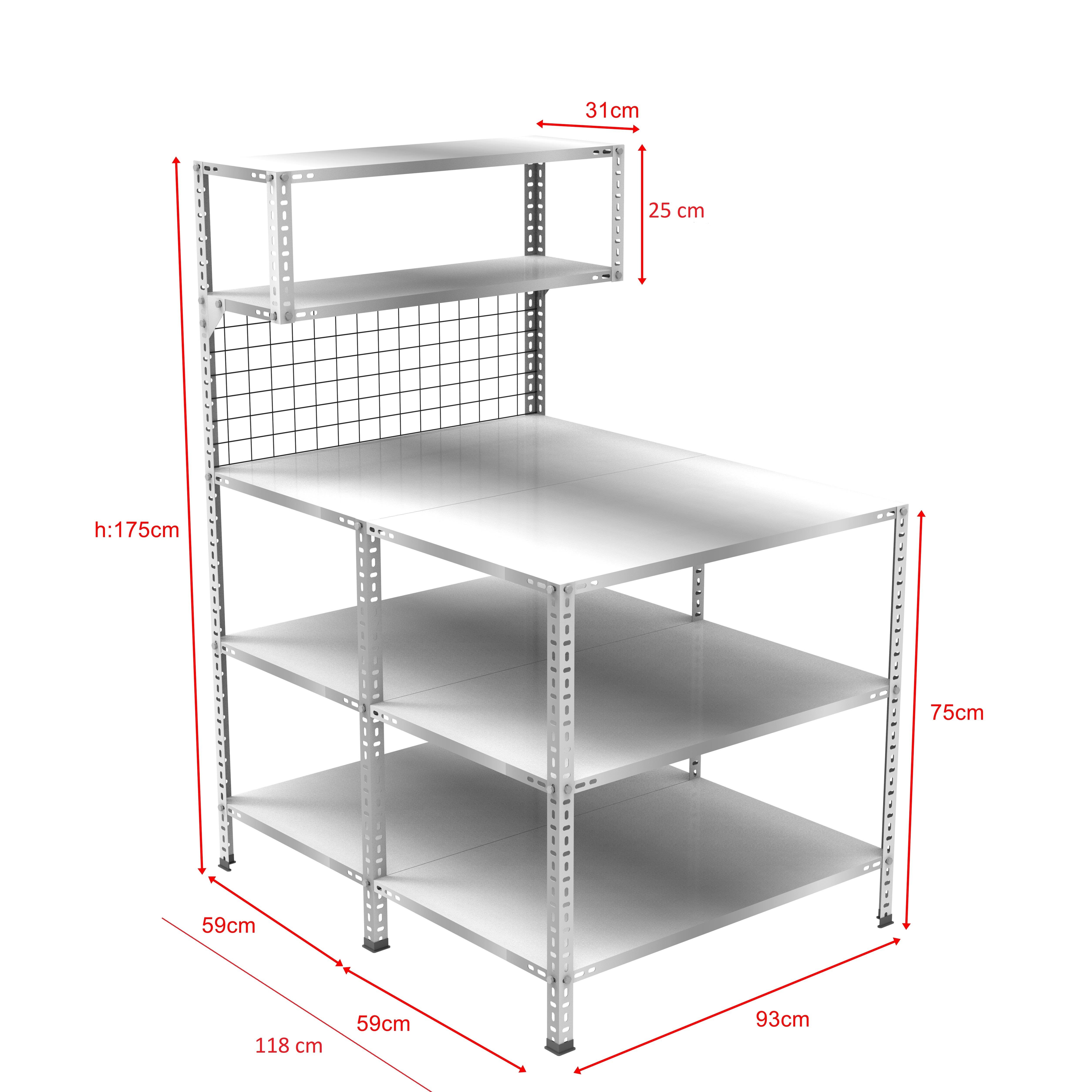 3 Katlı Duble Paketleme Masası 118x93 cm - 2 Raflı Tel Kafesli , Atölye, Depo, Hobi Çalışma Masası