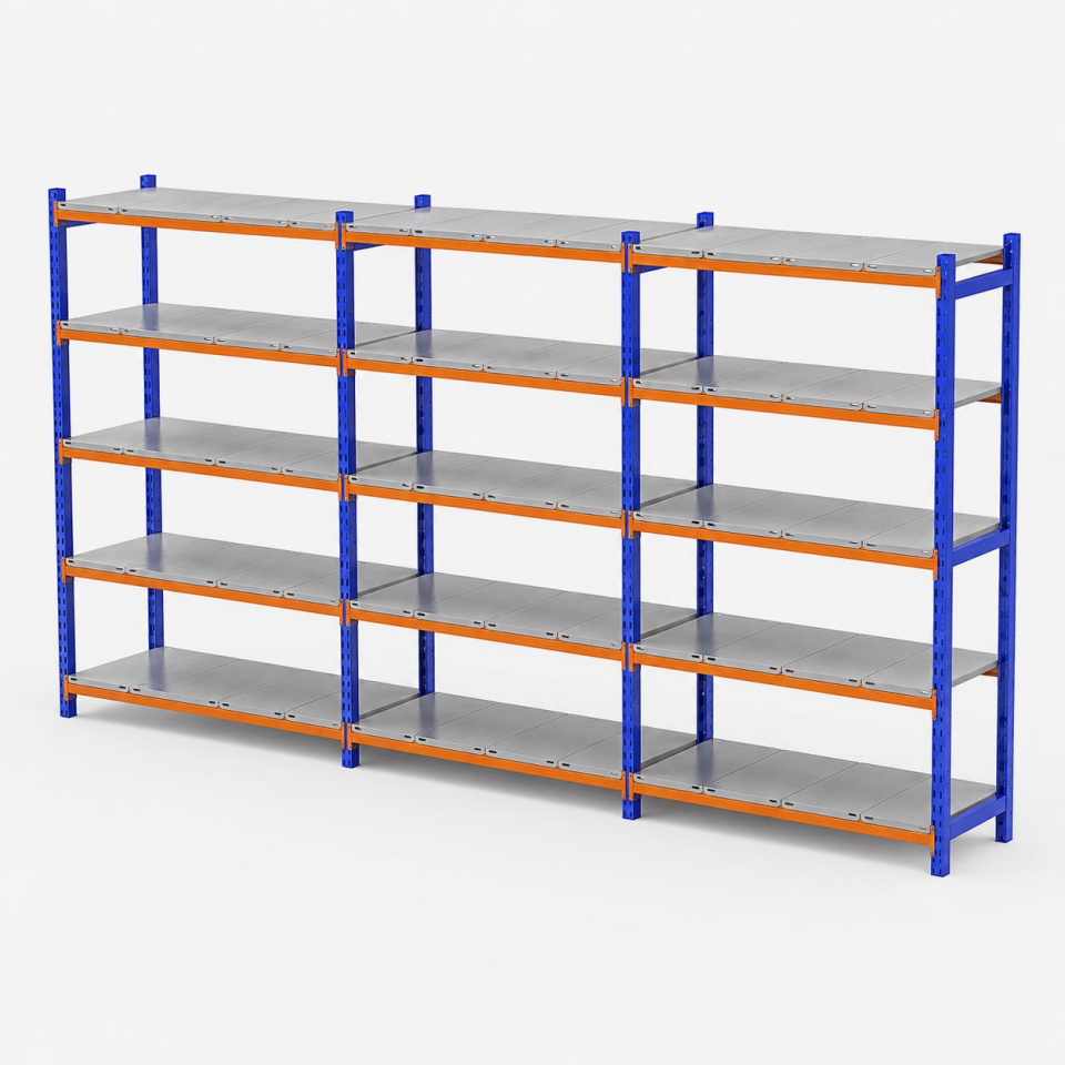 5 Katlı 3'lü Depo Rafı - 300-350 Kg Taşıma Kapasiteli Hafif Rack Raf