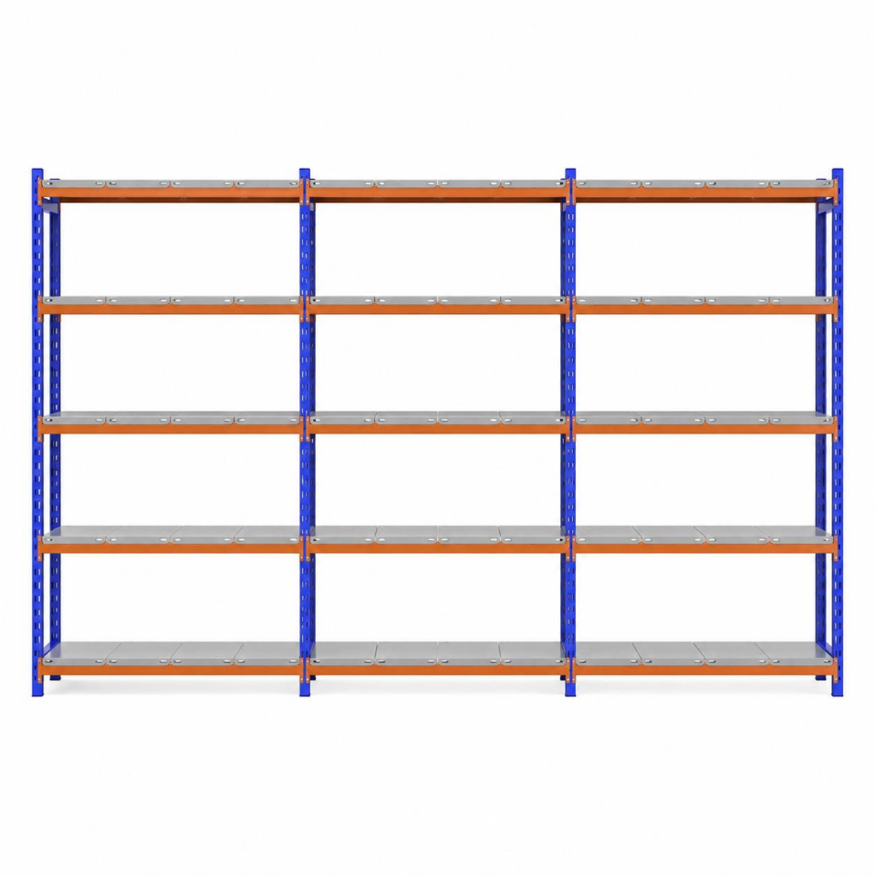 5 Katlı 3'lü Depo Rafı - 300-350 Kg Taşıma Kapasiteli Hafif Rack Raf