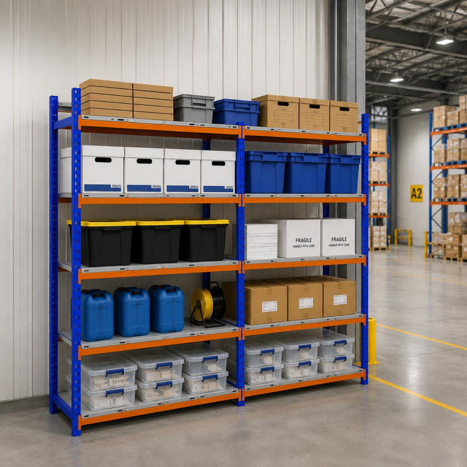 5 Katlı Duble Depo Rafı - 300-350 Kg Taşıma Kapasiteli Hafif Rack Raf