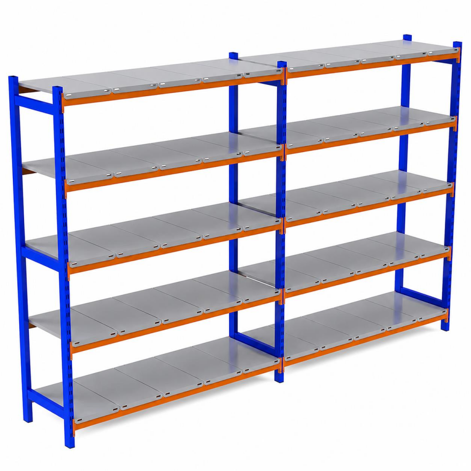 5 Katlı Duble Depo Rafı - 300-350 Kg Taşıma Kapasiteli Hafif Rack Raf