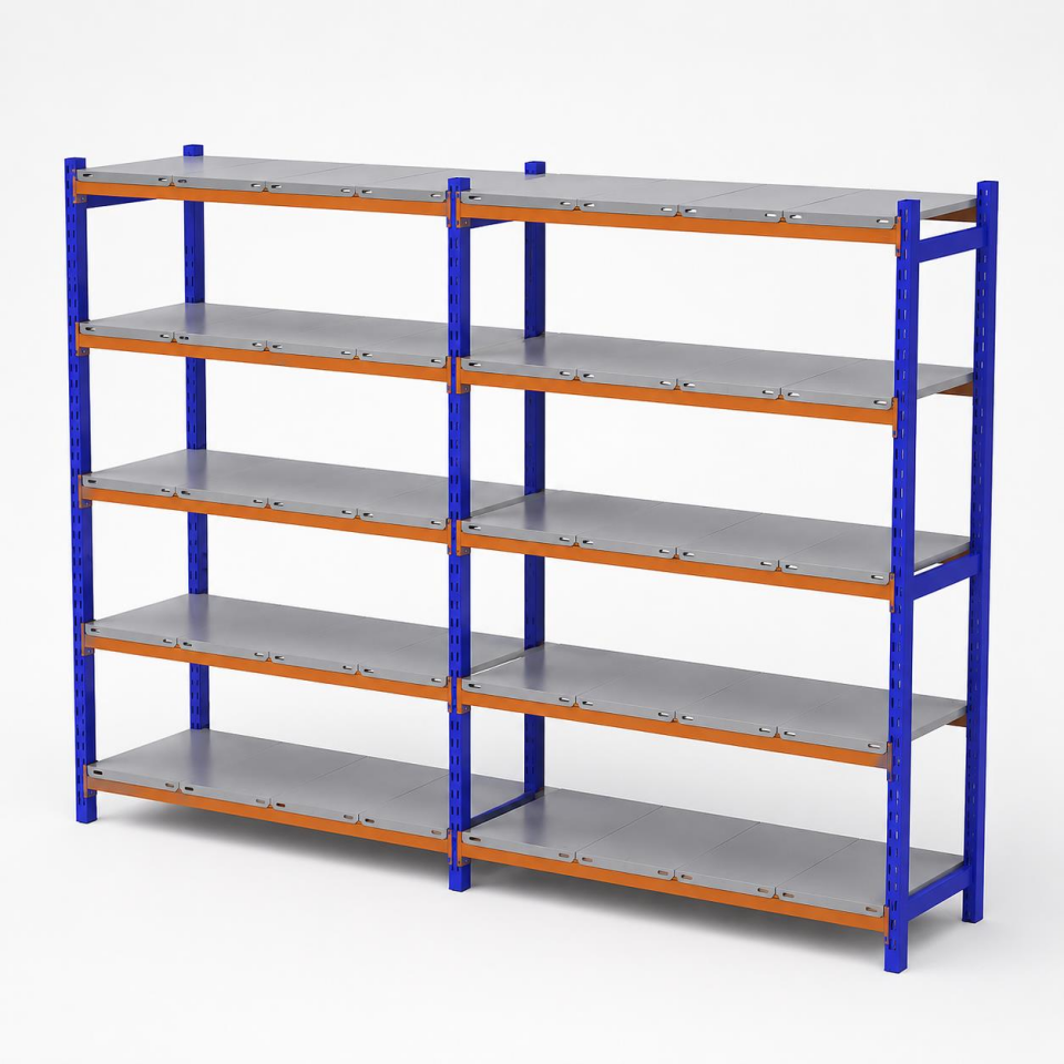 5 Katlı Duble Depo Rafı - 300-350 Kg Taşıma Kapasiteli Hafif Rack Raf