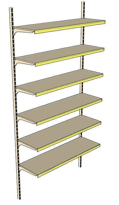 6 Katlı Duvara Monte, Standart Market Rafı