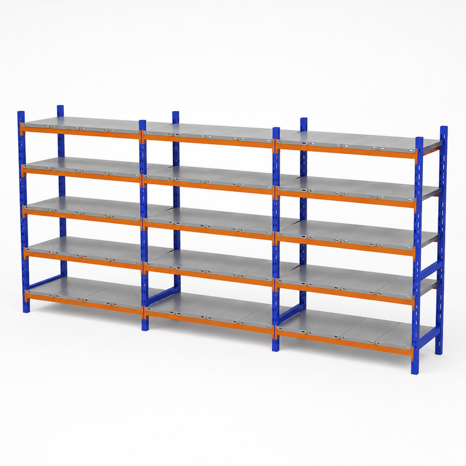 6 Katlı 3'lü Depo Rafı - 300-350 Kg Taşıma Kapasiteli Hafif Rack Raf