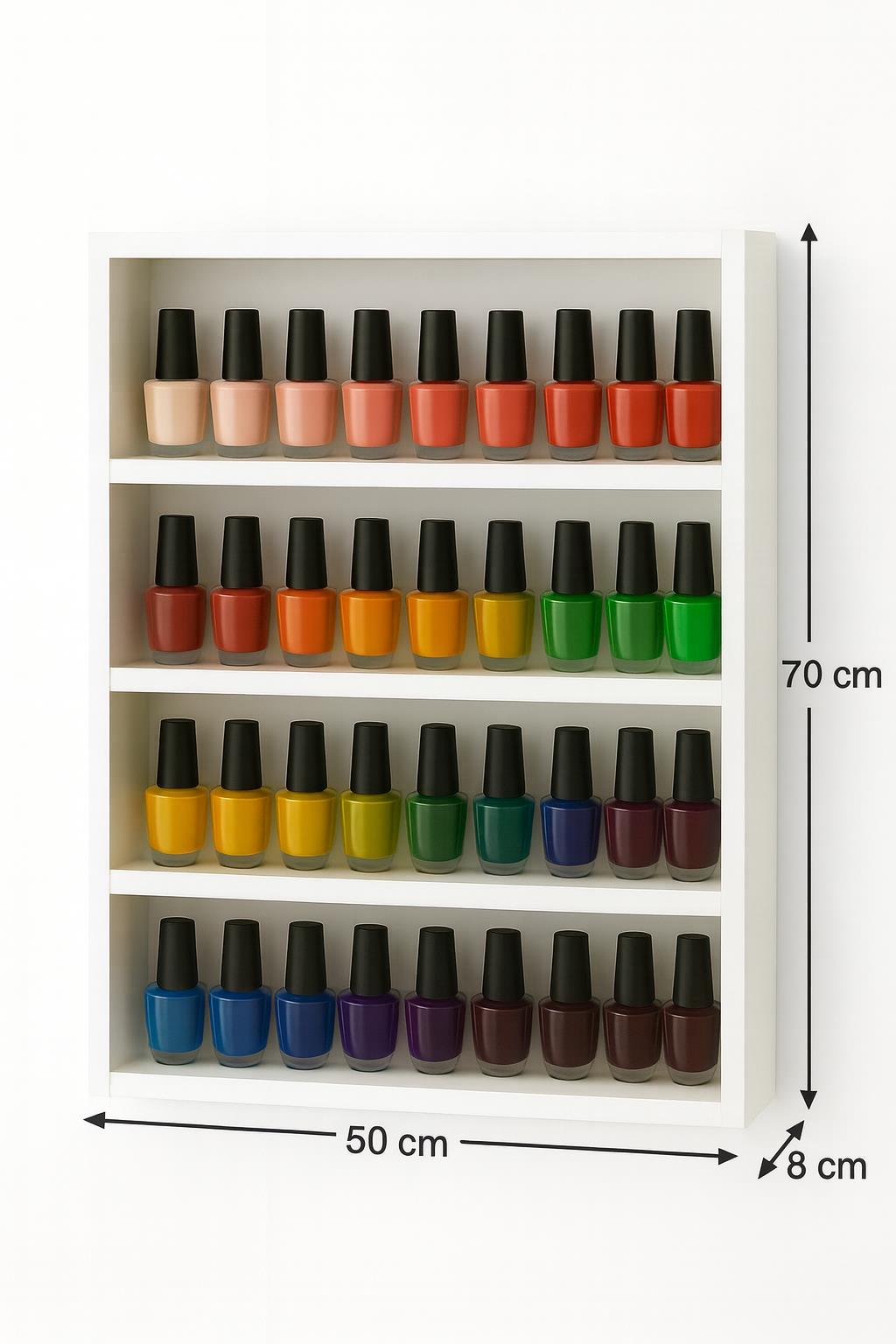 Ahşap Oje Rafı - Biblo, Takı, Aksesuar, Kozmetik Rafı - Minyatür Figür Araba Düzenleyici -  50*70 cm