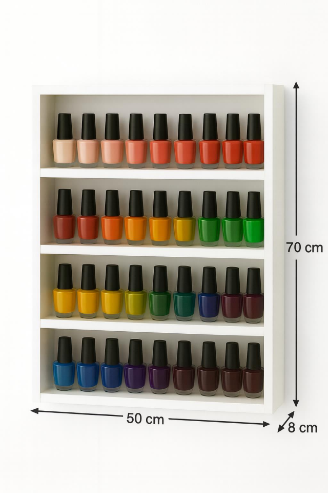 Ahşap Oje Rafı - Biblo, Takı, Aksesuar Rafı 50*70 cm