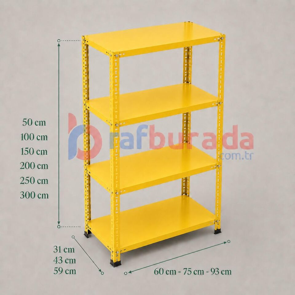 4 Katlı Renkli Dekoratif Çelik Raf - Çiçeklik Rafı, Ofis Rafı 0,70 mm
