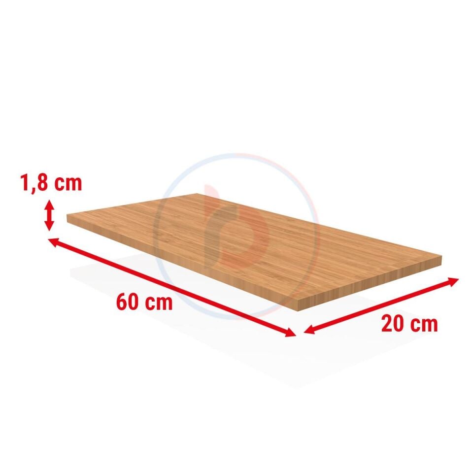 20x60 Cm Bambu Ahşap Raf - Suntalam Tekli Raf