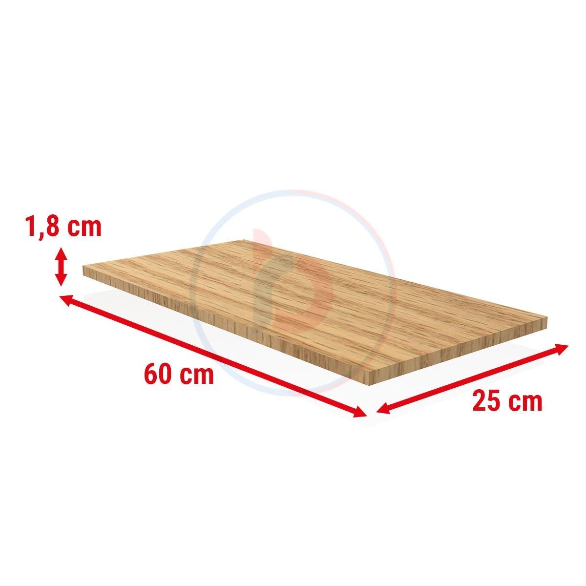 25x60 Cm Meşe Ahşap Raf - Suntalam Tekli Raf