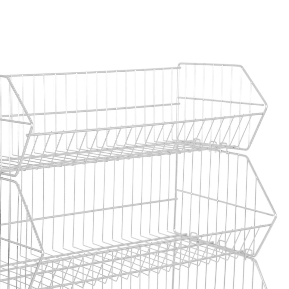 4 Katlı Prizmatik Sepet - Tekerli Tel Stand, Tel Havuz Sepet