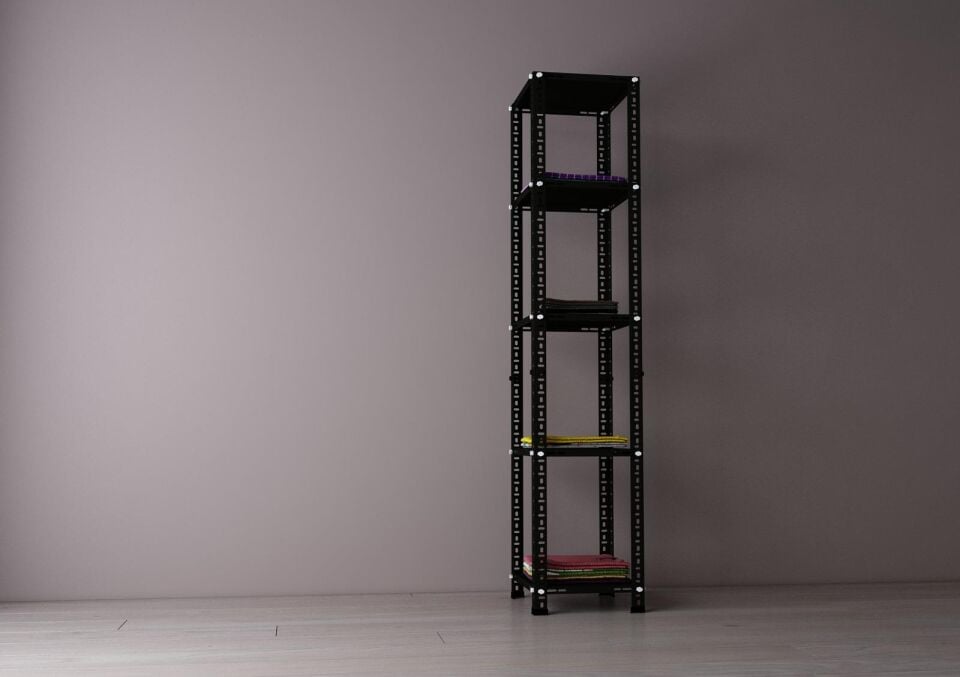 43x43x150 Cm Siyah Çok Amaçlı Raf - Gardırop